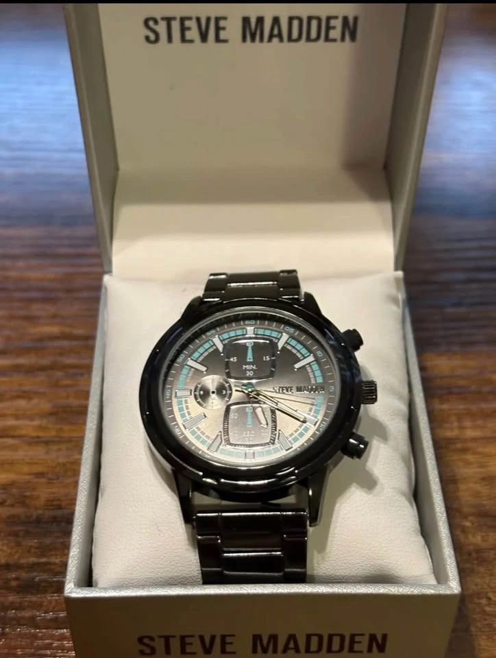 Steve Madden Men’s Chronograph Watch - Black & Teal - Brand New - photo 3