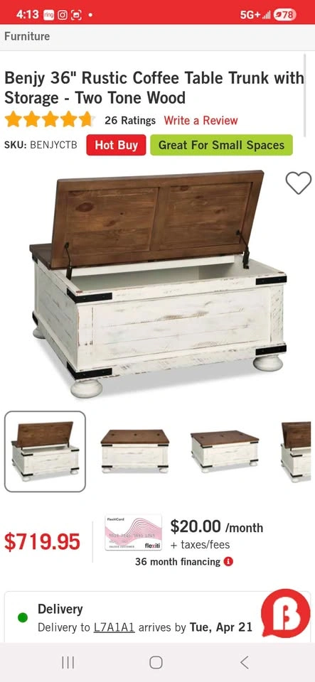 36" Rustic Coffee Table Trunk with Storage - photo 3