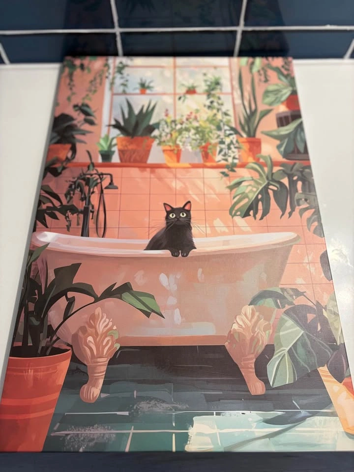 Canvas Wall Art (Cat/Botanical Illustration) – 60 x 40 cm - photo 3