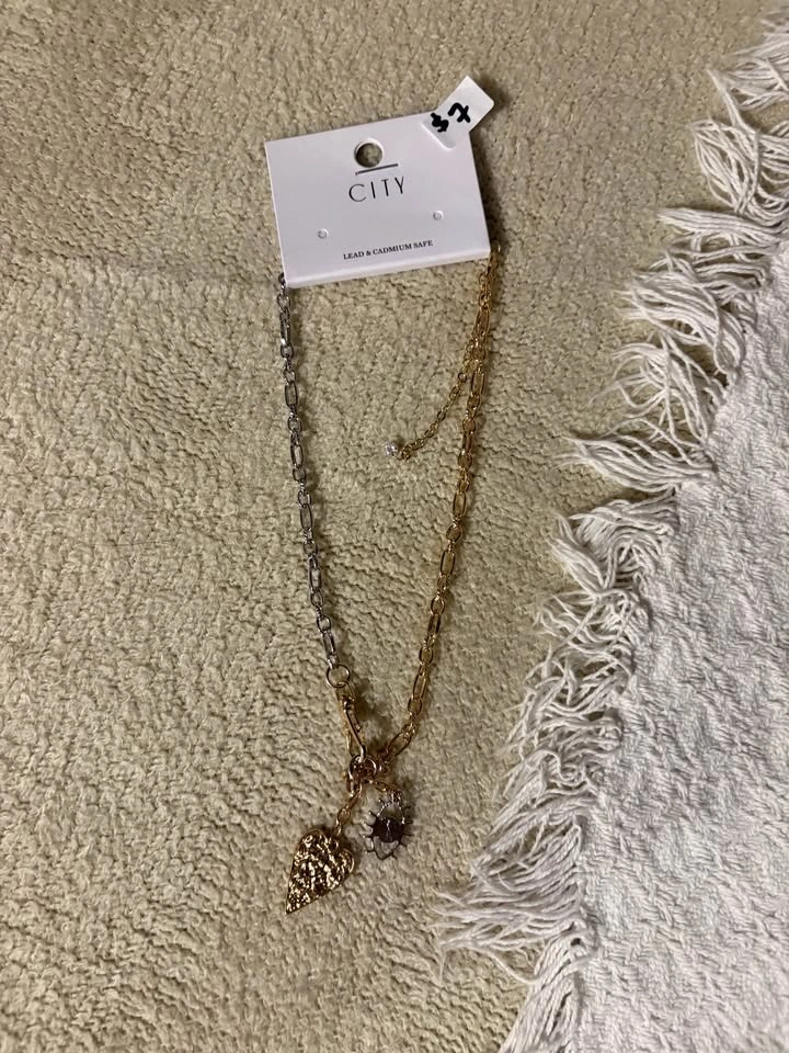 Mixed Metal Heart and Eye Charm Necklace - NEW - photo 2