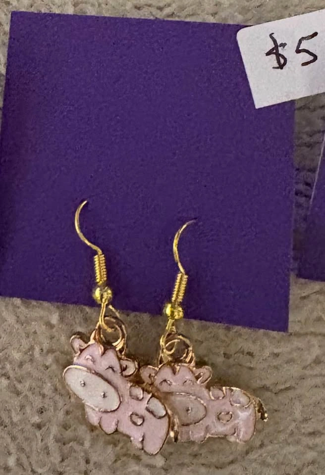 Cute Cow Dangle Earrings - $5 each - Black, Pink, White - photo 2