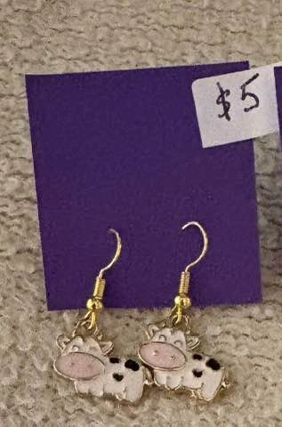 Cute Cow Dangle Earrings - $5 each - Black, Pink, White - photo 3