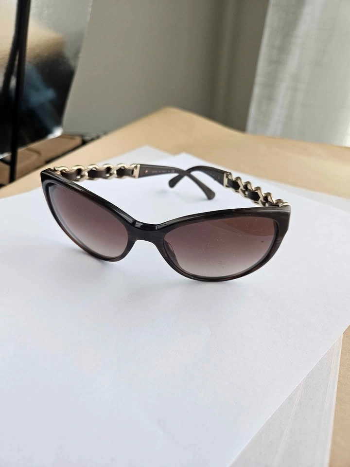 Chanel Sunglasses Leather Brown