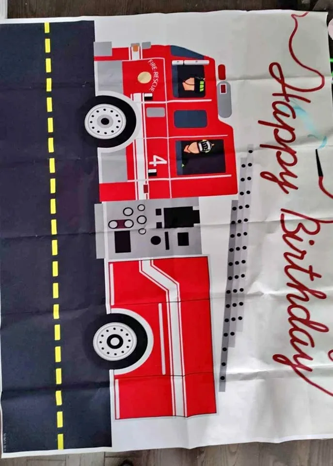 Fire truck birthday banner