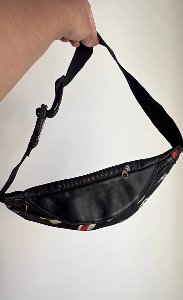 RARE 1991 Vintage Nicole Miller Silk & Leather Fanny Pack