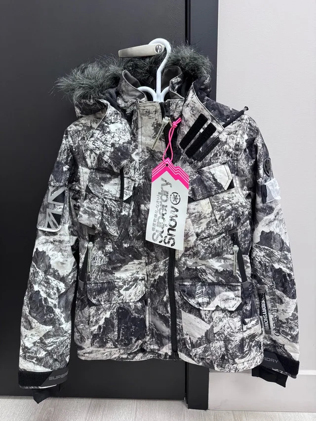 Superdry Snow Ski Jacket Womens Small Camo Black thumbnail