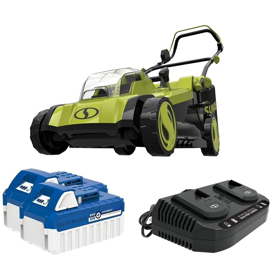 Sun Joe 48V Cordless Mower Kit w/ Bag, 2 Batteries + Charger