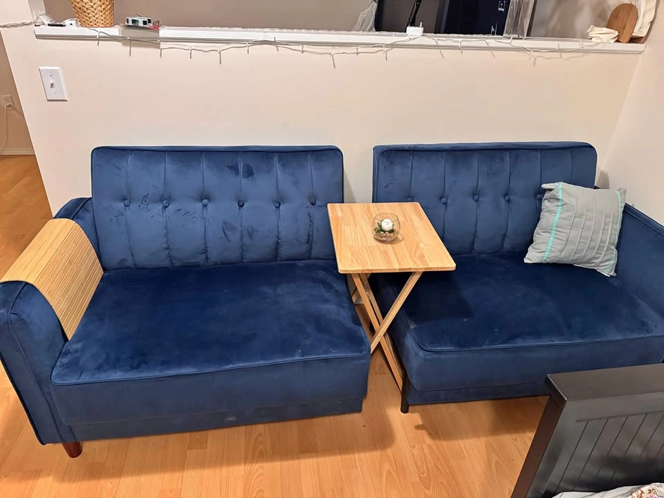 Navy Blue Velvet Sectional Sofa