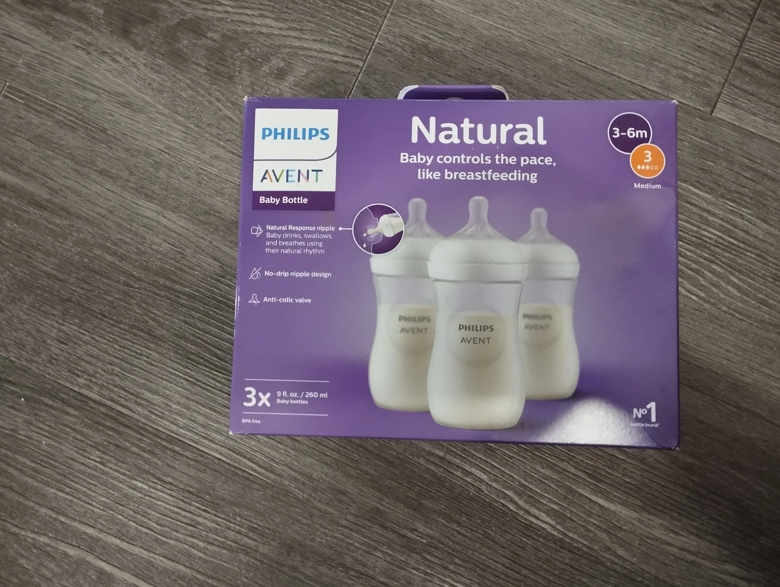 Philips Avent Natural Baby Bottle 9oz 3-Pack