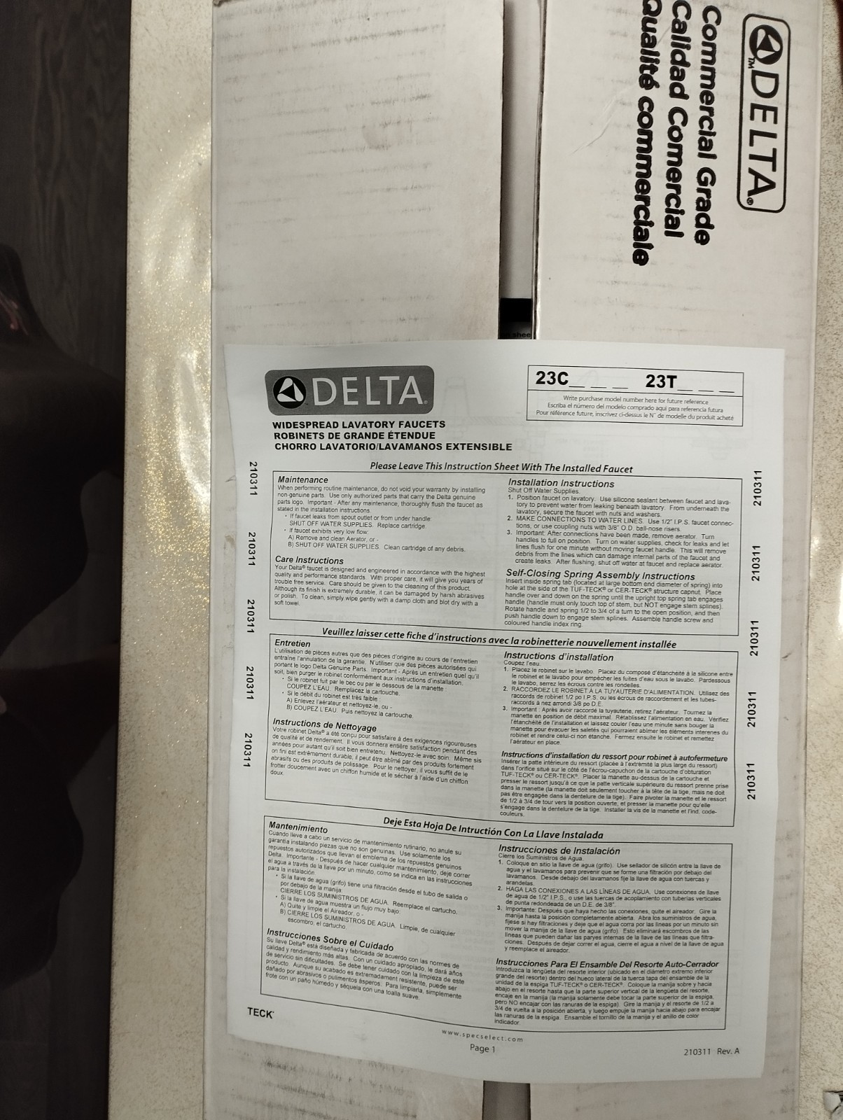 DELTA LAVATORY FAUCETS WGOOSENECK SPOUTS MODEL 23C624-R7 - photo 4
