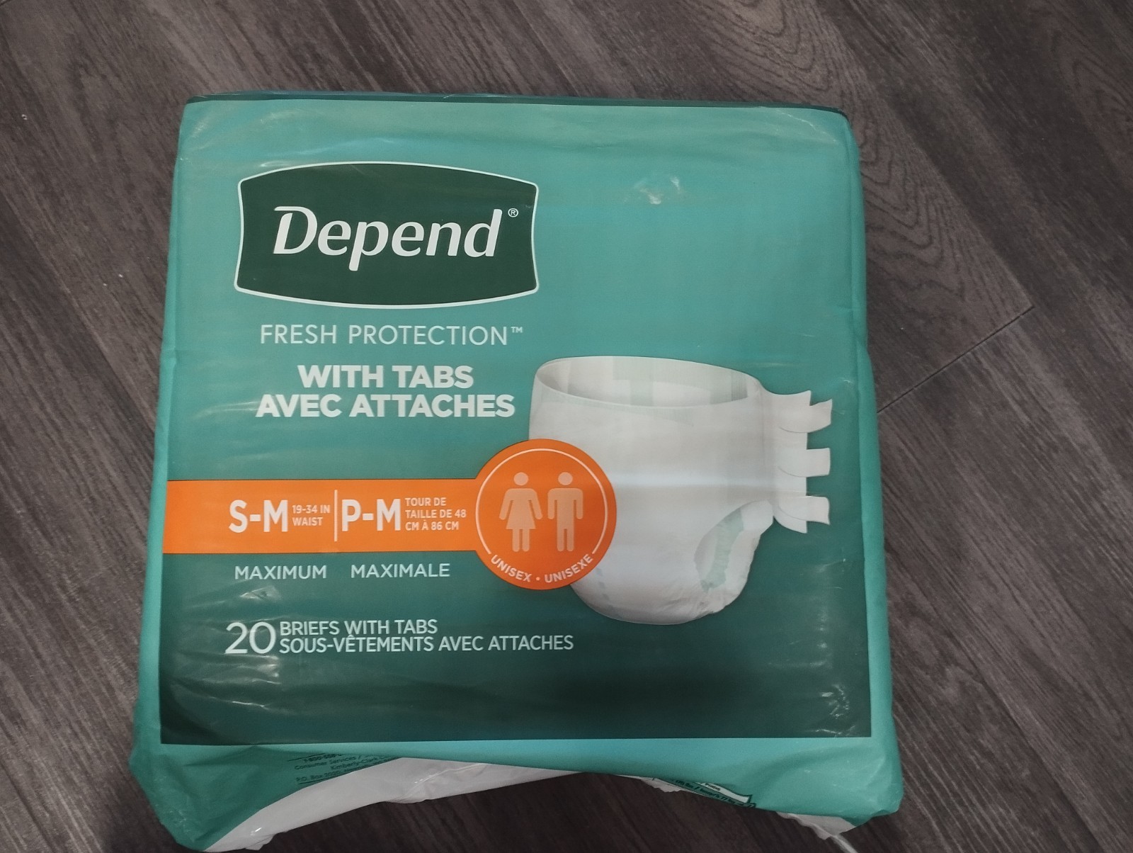 Depend Fresh Protection Tabs Incontinence Briefs Unisex Sm/Med -