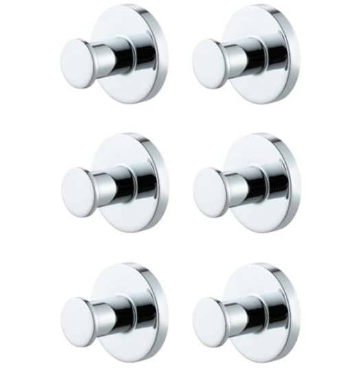 MAINSTAYS 6PK ROUND ROBE HOOKS - CHROME