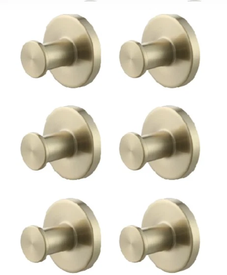 MAINSTAYS 6PK ROUND ROBE HOOKS - MATTE GOLD