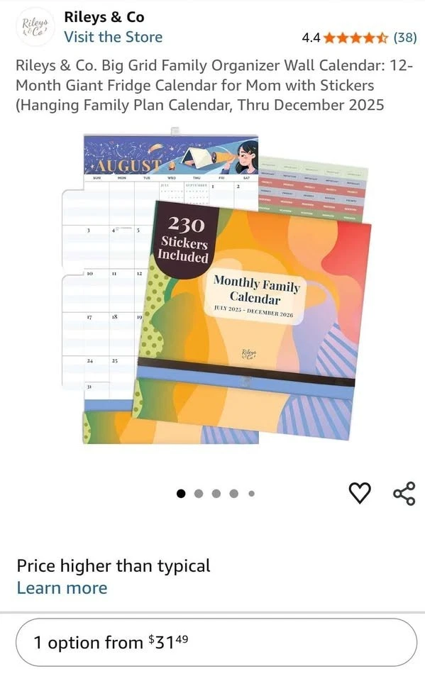 Rileys & Co. Family Organizer Calendar 12-Month, Stickers, Thru - photo 2