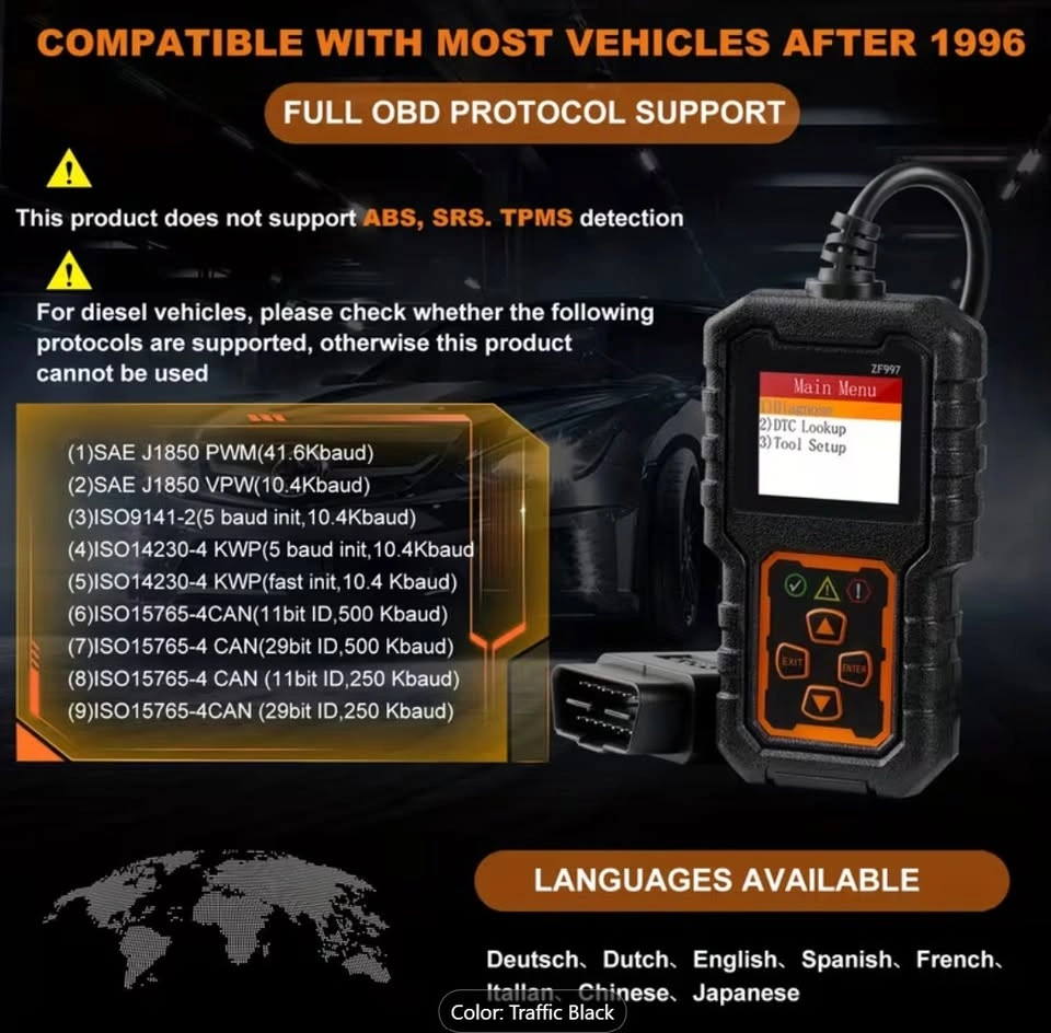 ZF997 OBD2 Car Scanner Code Reader - photo 5