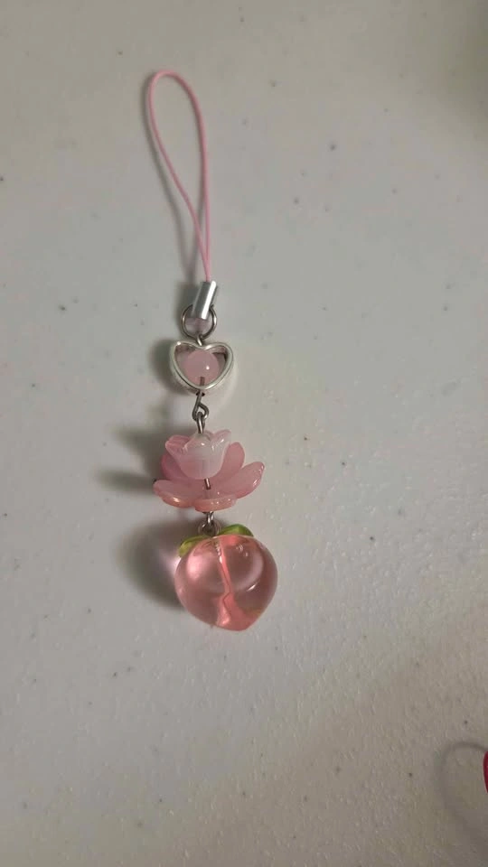 New! Handmade Peach & Flower Coquette Phone/Bag Charm - photo 2