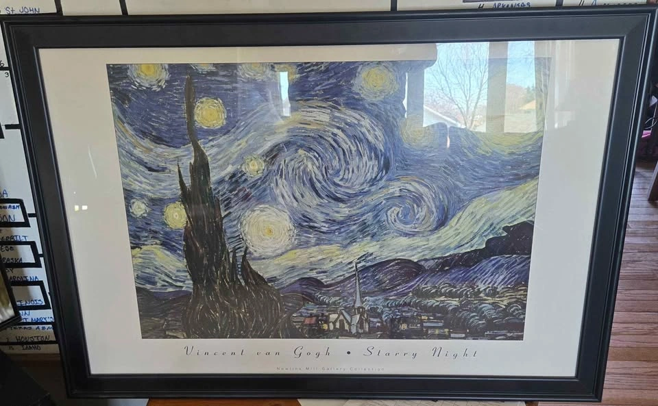 Starry Night Matted Museum Style Print - Black bevelled frame - - photo 2