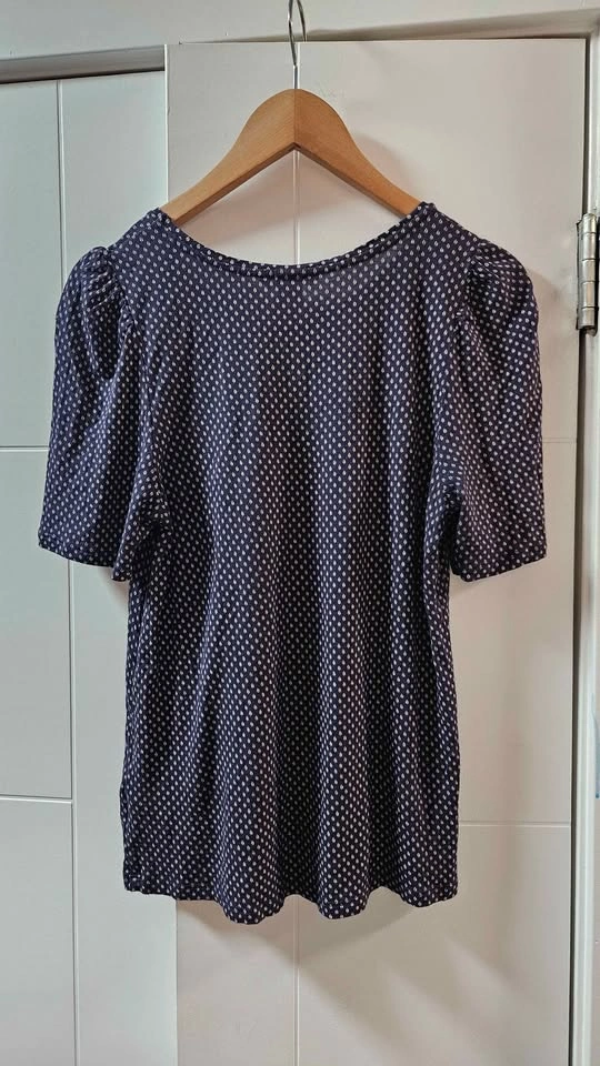 H&M Navy Patterned Short Sleeve Top Size S - photo 2