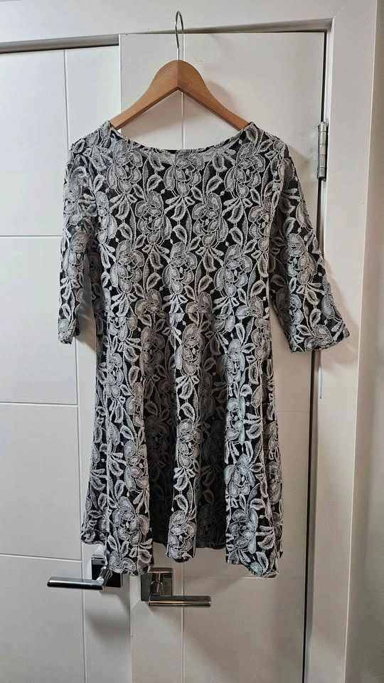 Free People Black White Lace Dress S P 3/4 Sleeve - photo 3