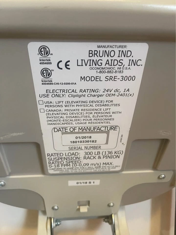 Bruno IND Stairs Lift Model SRE-3000 - photo 2
