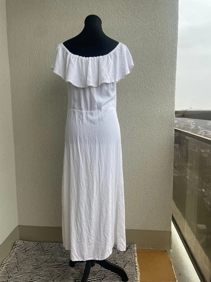White Viscose Off-Shoulder Maxi Dress - Italy, Size M - photo 3