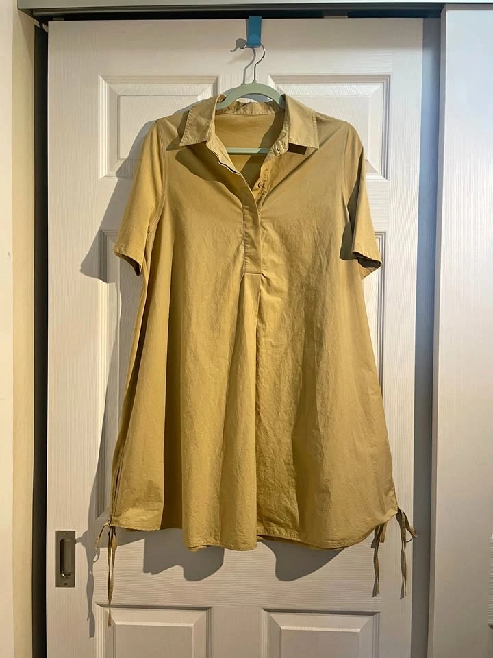 COS 100% Cotton A-Line Midi Dress - Size M