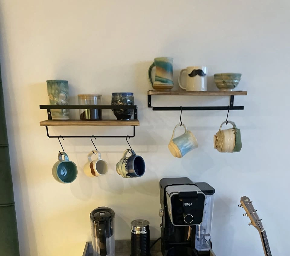 Floating Shelves with Coffee Mug Hangers-Moving next week!