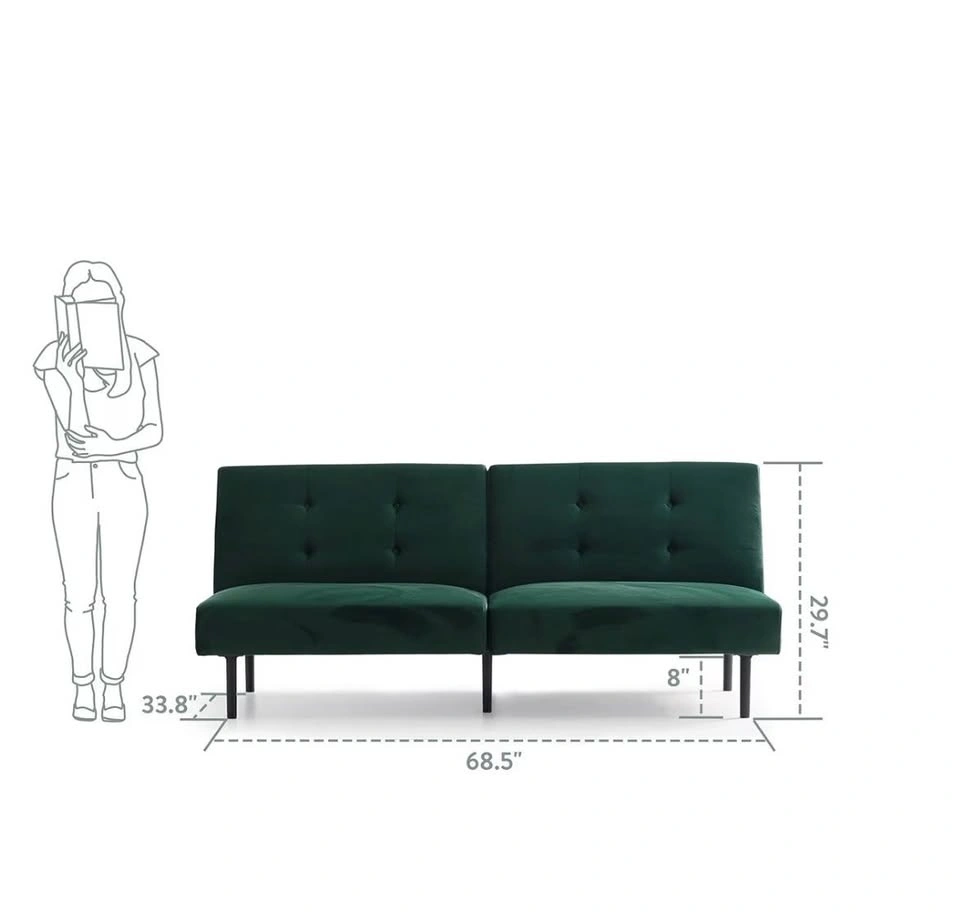 Green velvet futon / couch (+ matching mirror)-Moving next week - photo 3