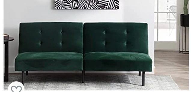 Green velvet futon / couch (+ matching mirror)-Moving next week - photo 4