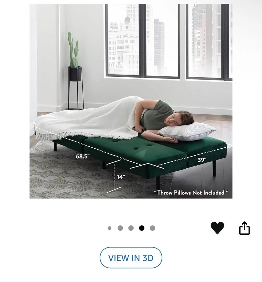 Green velvet futon / couch (+ matching mirror)-Moving next week - photo 5