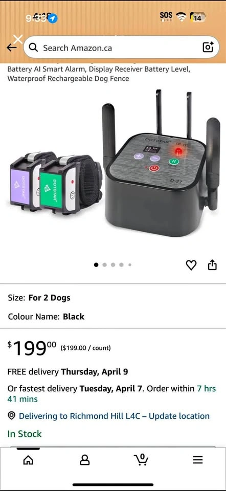 Wireless Dog Fence System – 2 Collars – New – $30