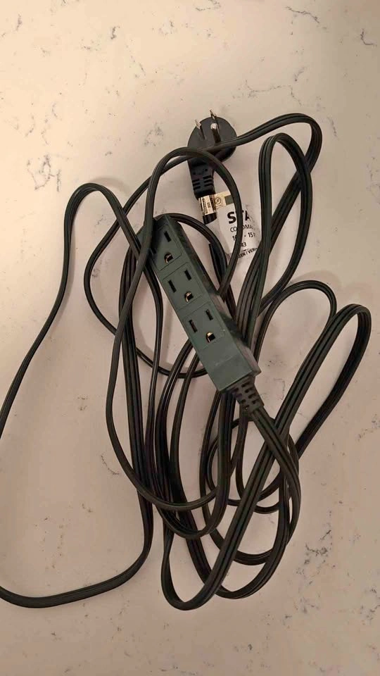 15 ft extension cord with 3 outlets