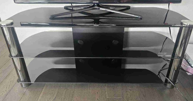 Black Glass TV Table