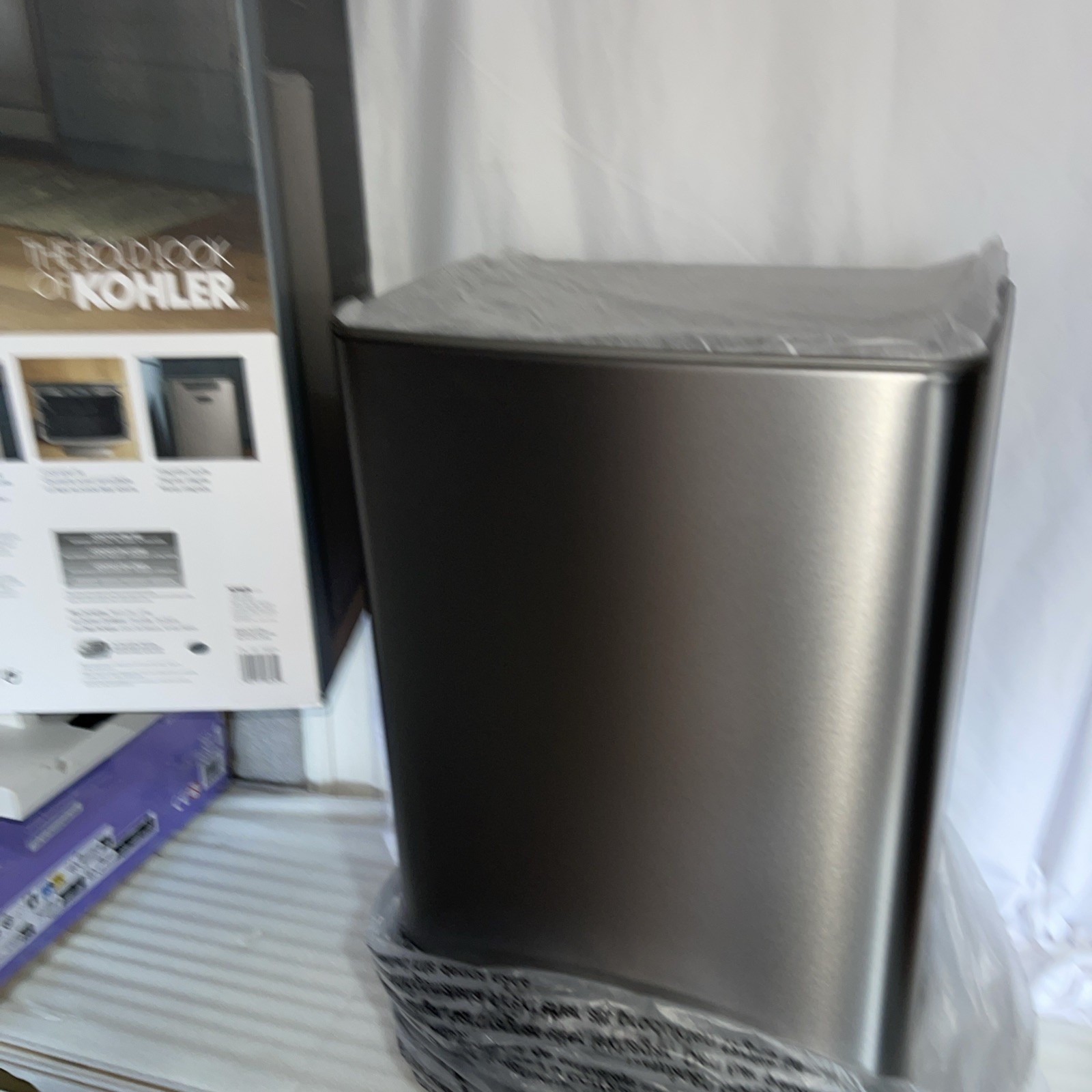 Kohler 47L Step Trash Can - Silver Stainless Steel