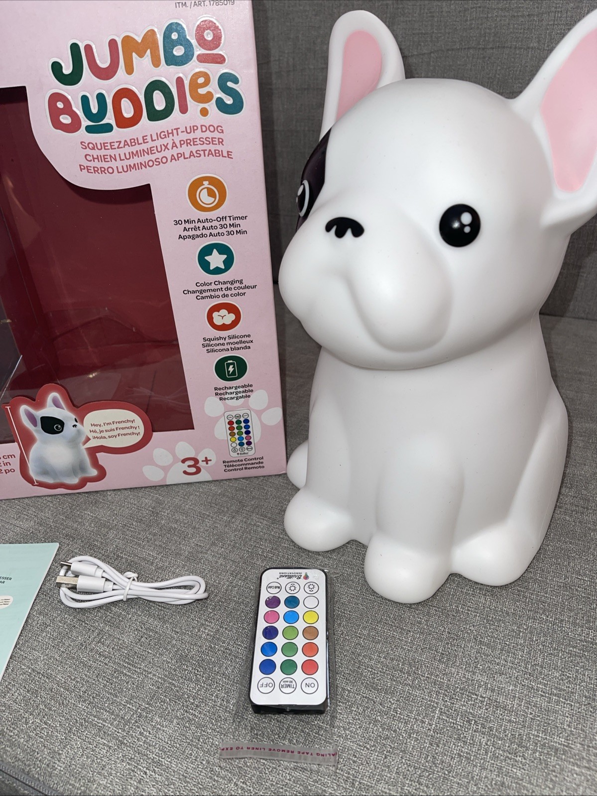 Jumbo Buddies Squeezable Lamp Frenchy Dog Night Light 12" - photo 2