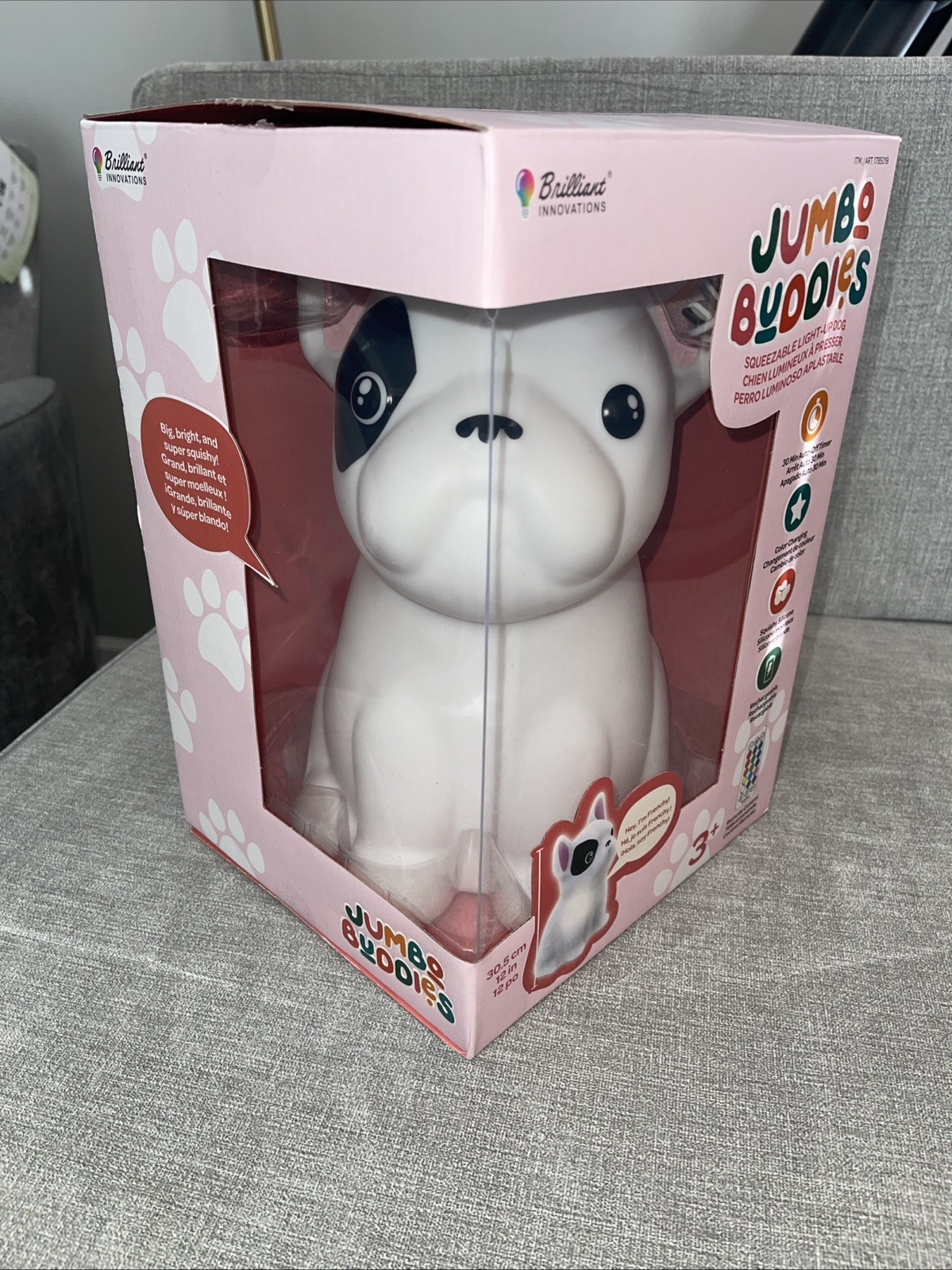Jumbo Buddies Squeezable Lamp Frenchy Dog Night Light 12" - photo 5