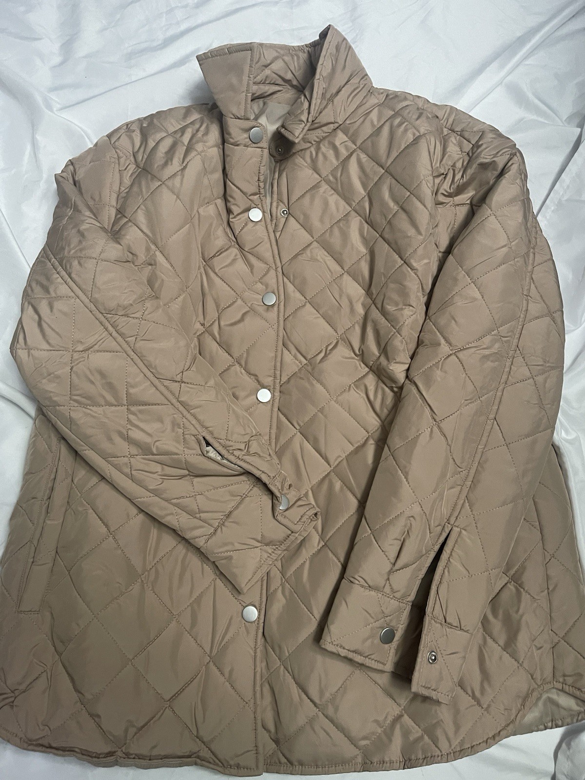 Quilted Barn Coat Jacket Tan Brown Lightweight Classic Medium