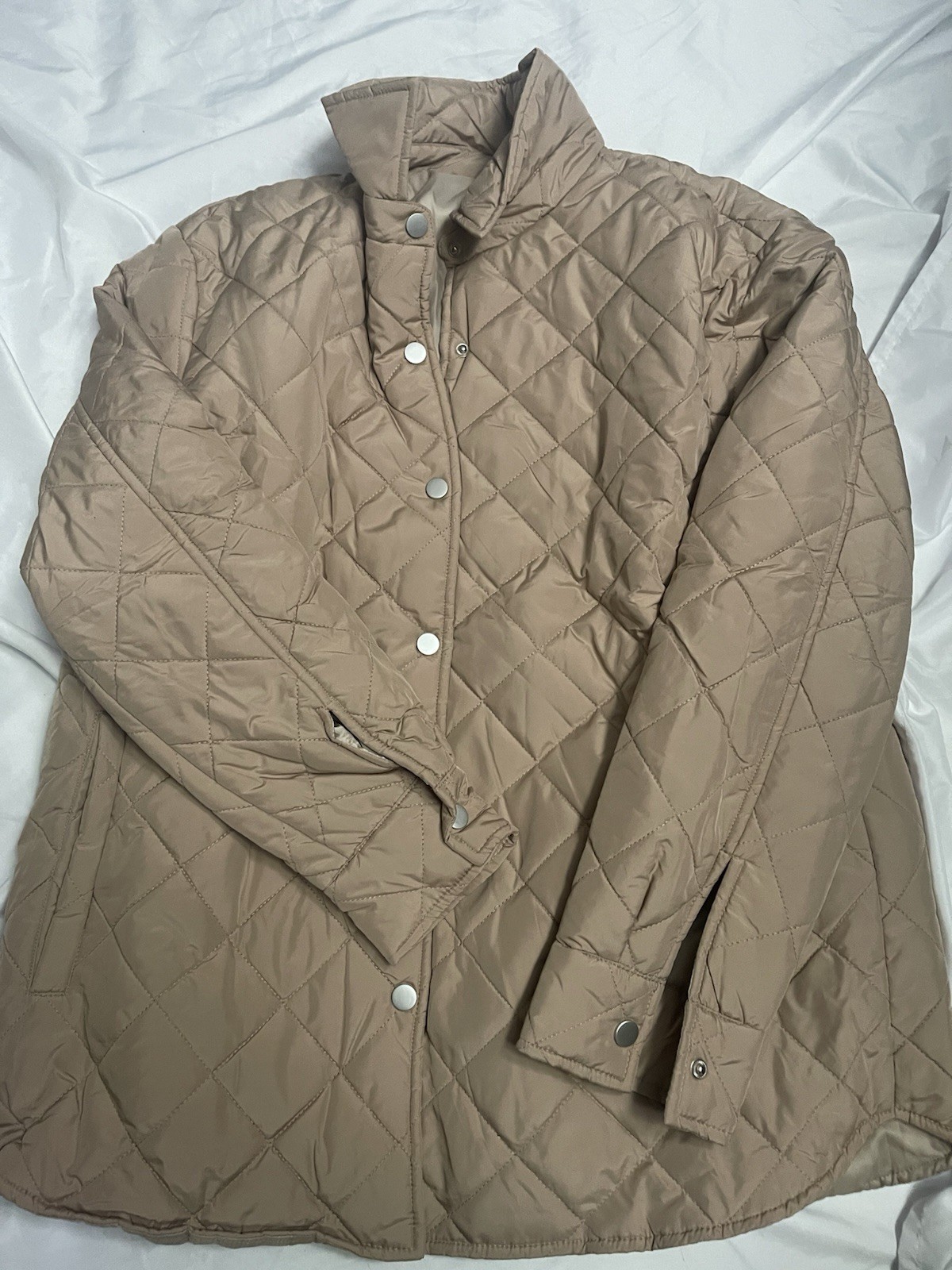 Quilted Barn Coat Jacket Tan Brown Lightweight Classic Medium - photo 2