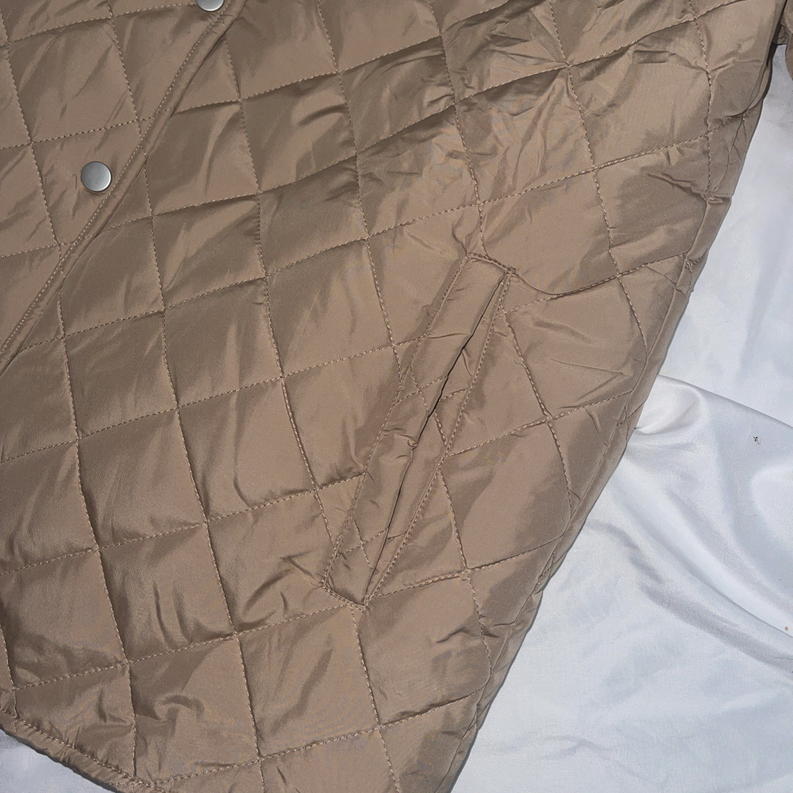 Quilted Barn Coat Jacket Tan Brown Lightweight Classic Medium - photo 4