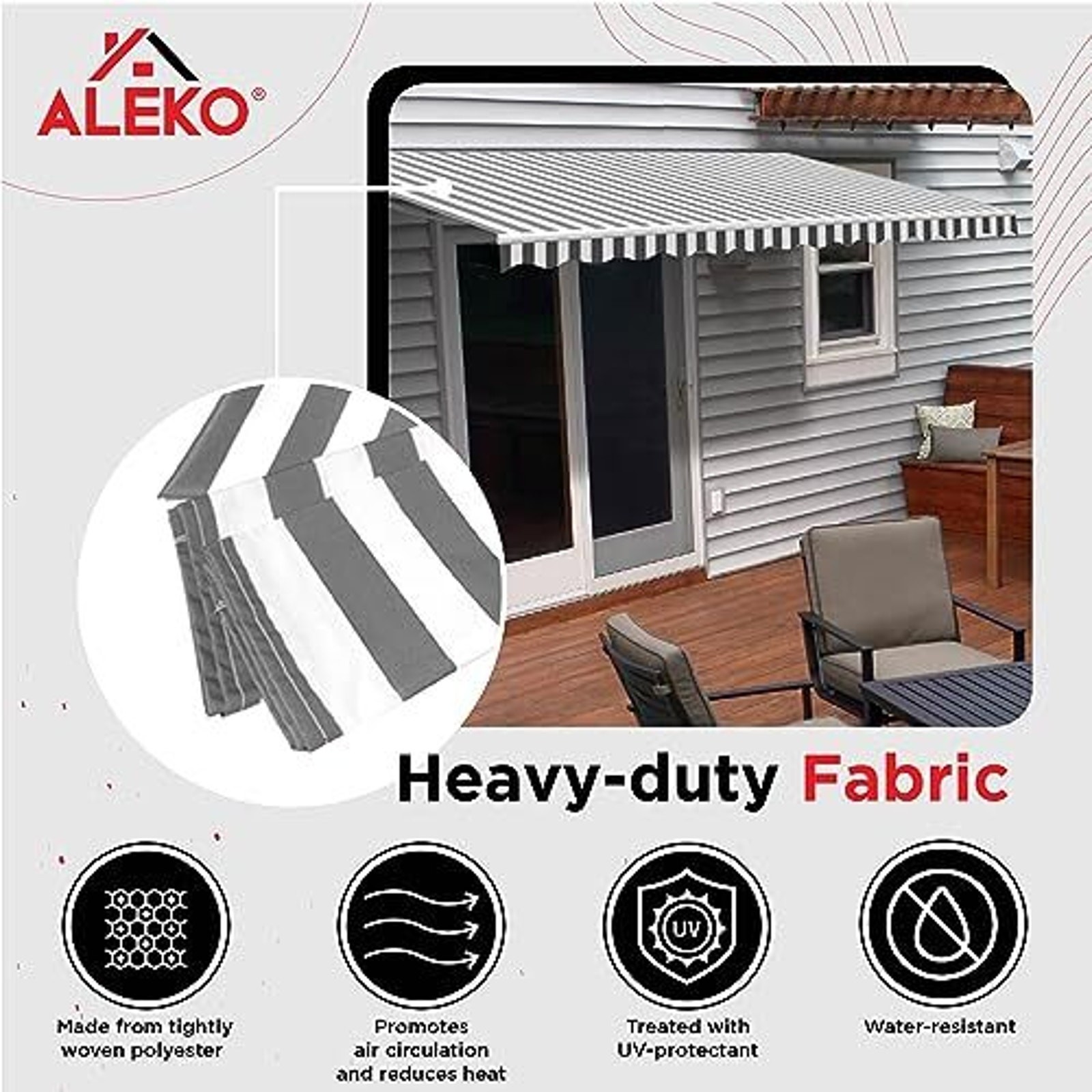ALEKO Patio Awning Fabric Replacement, Polyester Canopy