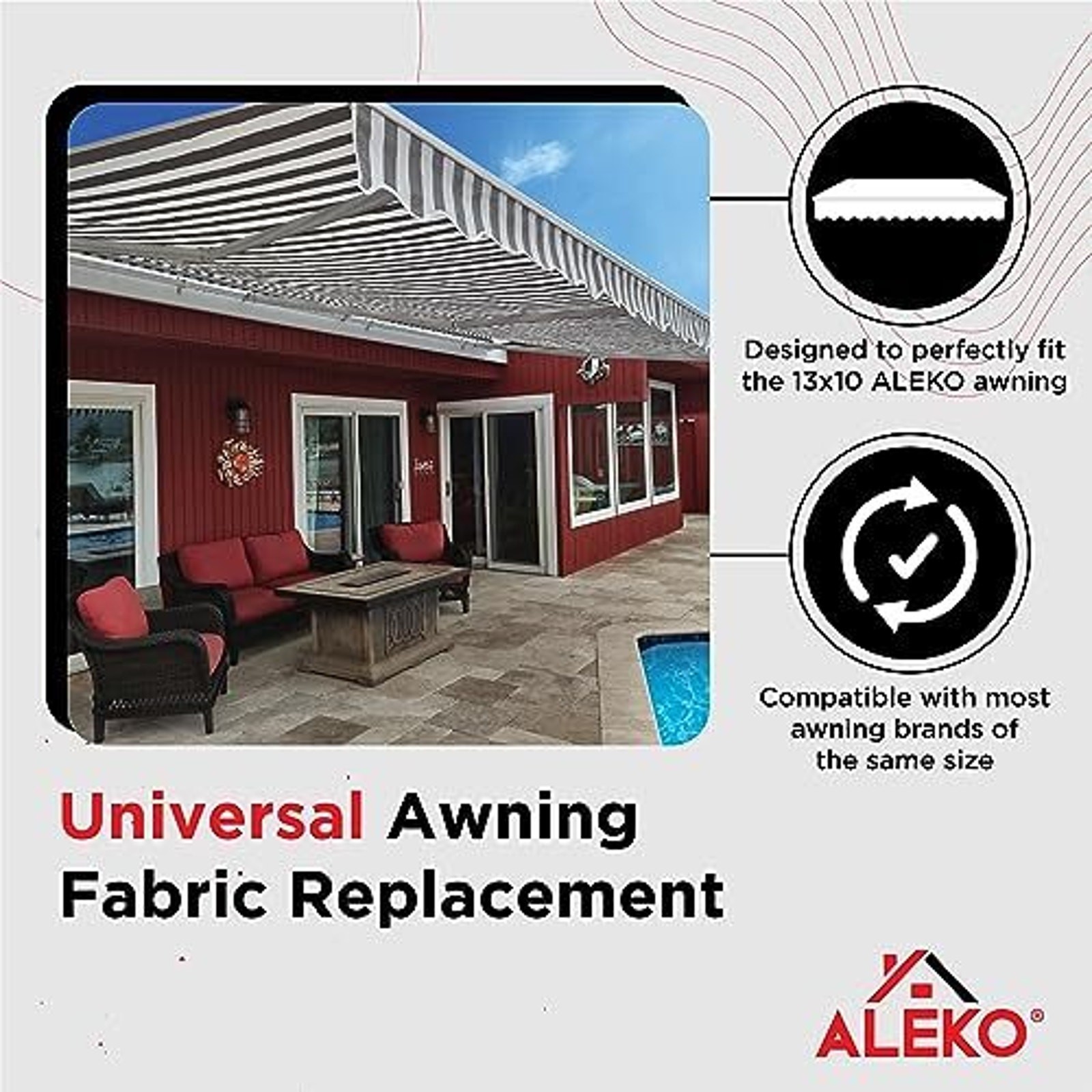 ALEKO Patio Awning Fabric Replacement, Polyester Canopy - photo 4