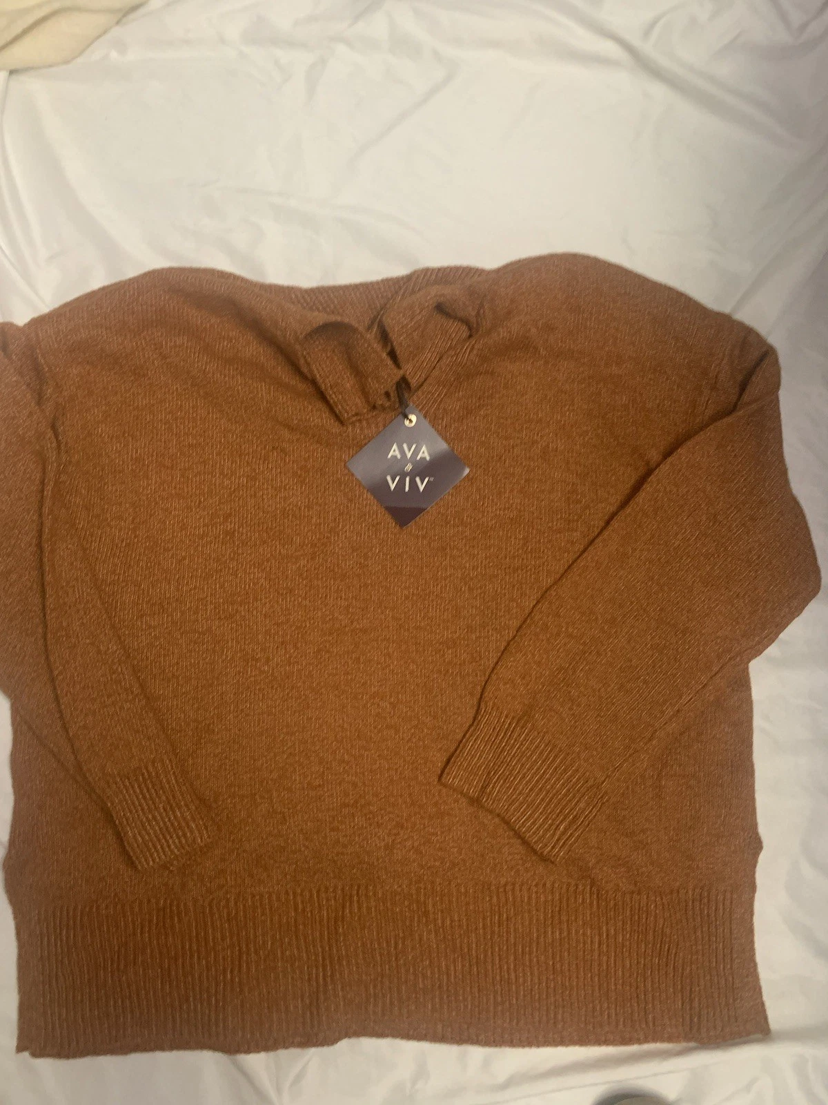 NEW Women's Plus Pullover Sweater - Ava & Viv Bronze