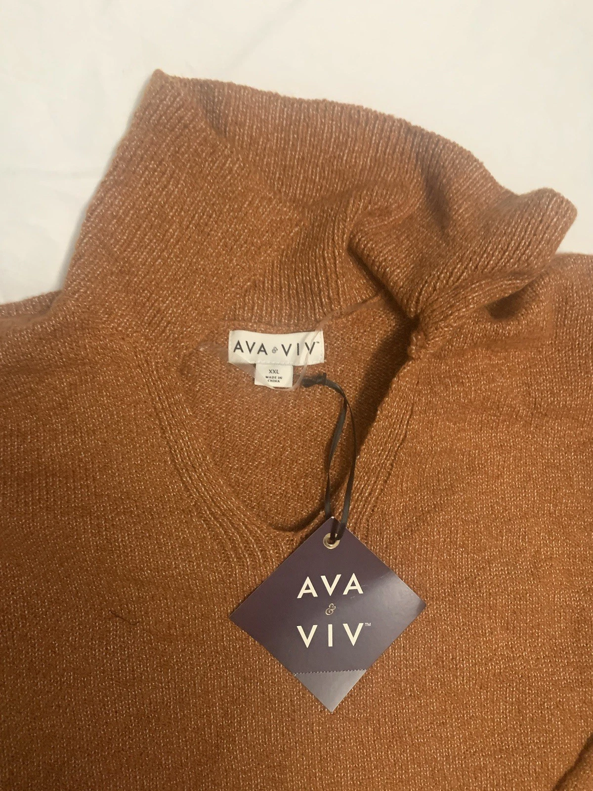 NEW Women's Plus Pullover Sweater - Ava & Viv Bronze - photo 2