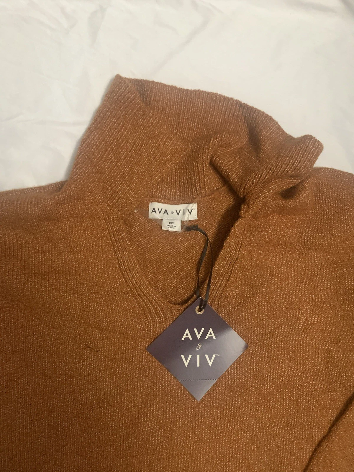 NEW Women's Plus Pullover Sweater - Ava & Viv Bronze - photo 3