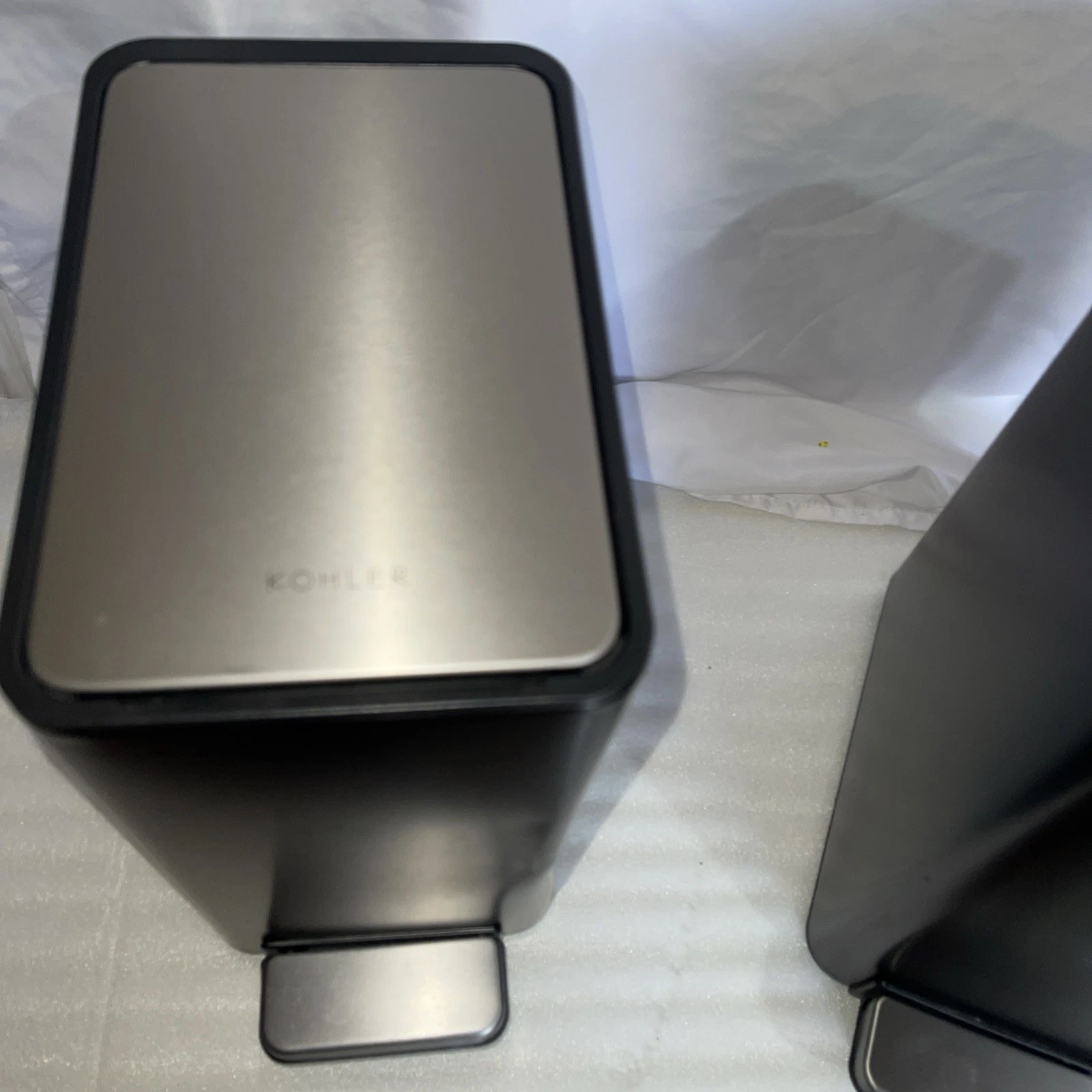 2 PACK - Kohler 6L Step On Trash Cans - Black Stainless Steel - photo 2