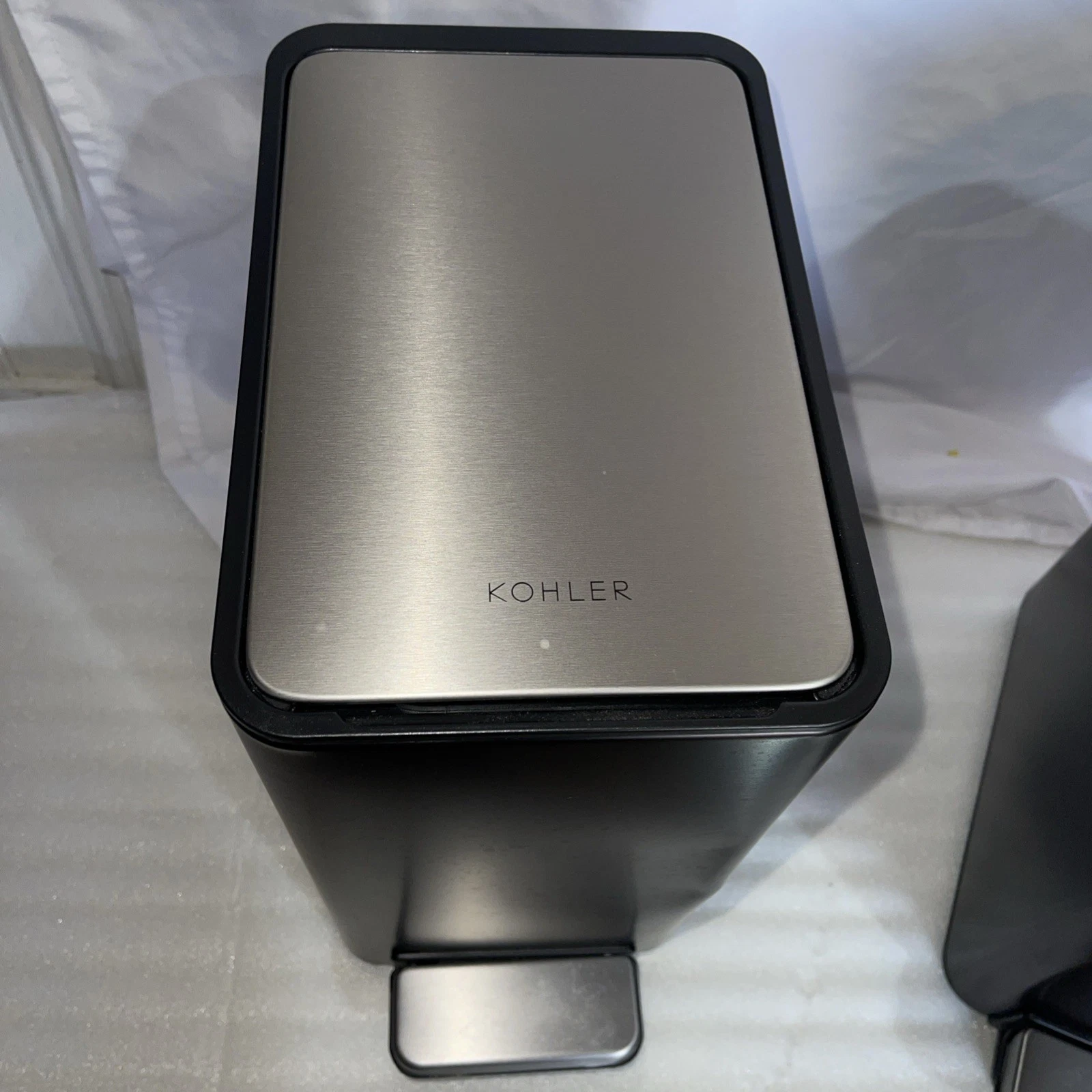 2 PACK - Kohler 6L Step On Trash Cans - Black Stainless Steel - photo 3
