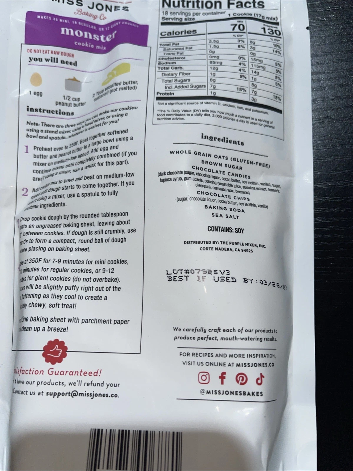 Miss Jones Baking Co Monster Cookie Mix 10.57 oz - photo 2