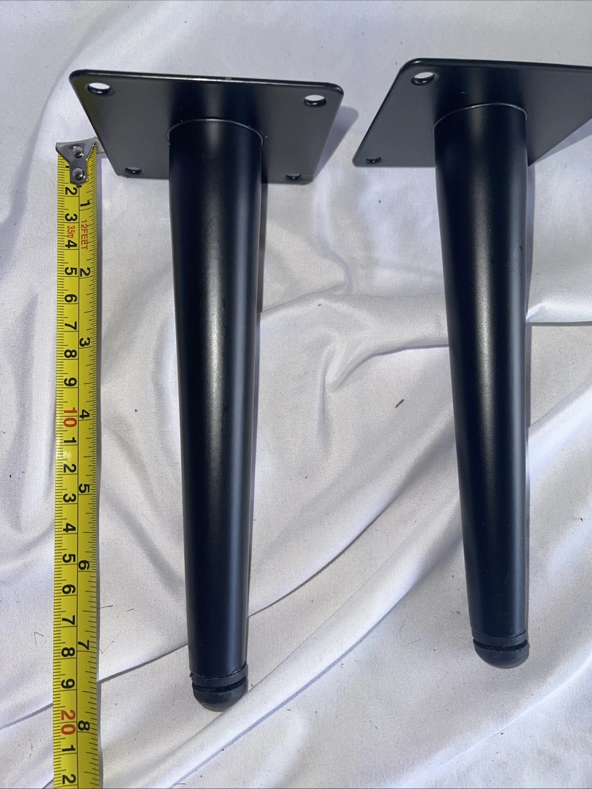 2 Matte Black Metal Stool Legs 7.5"
