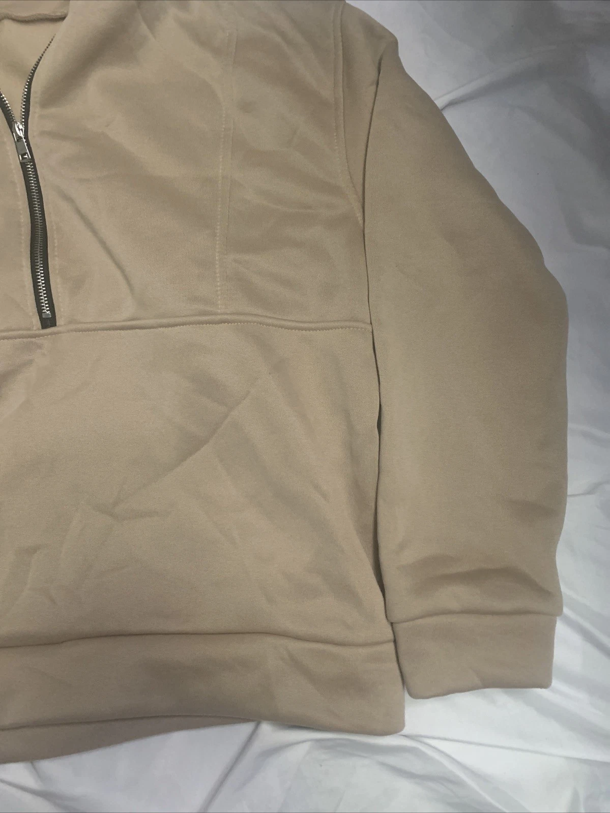 Half Zip Pullover Sweatshirt Womens M Brown Beige - photo 3