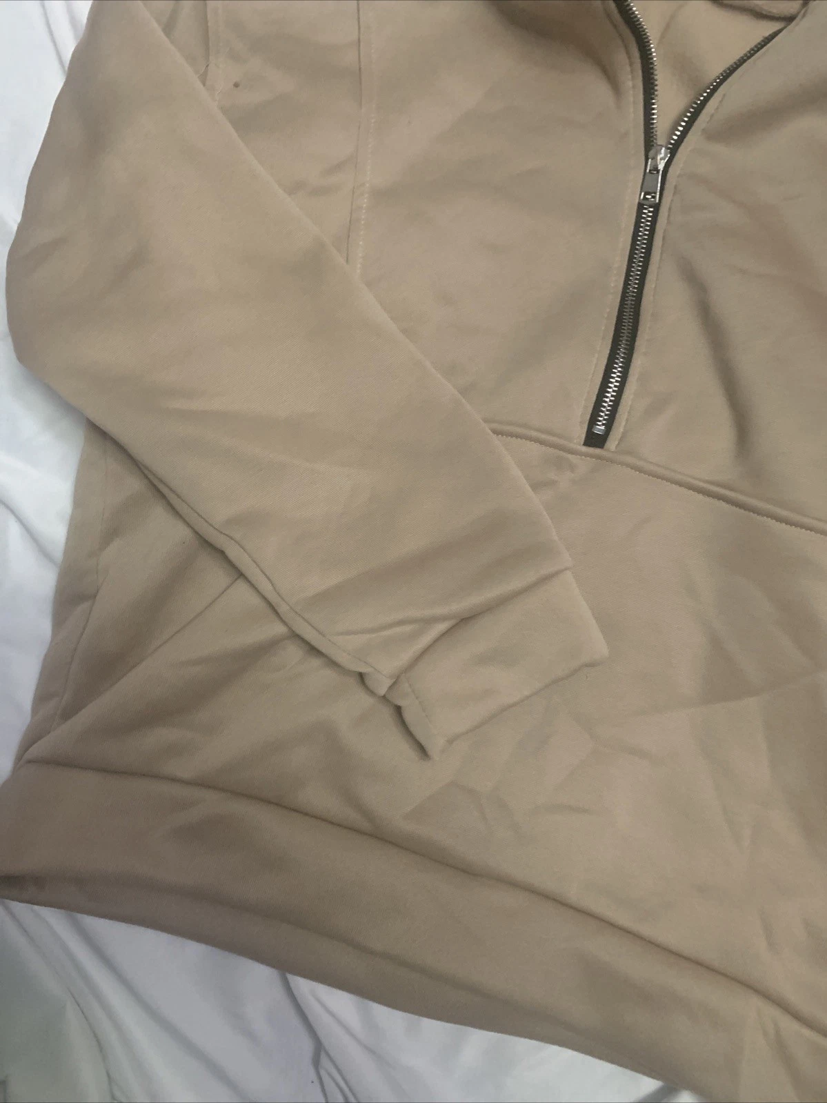 Half Zip Pullover Sweatshirt Womens M Brown Beige - photo 4